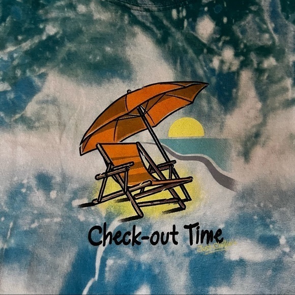 Gildan Check Out Time Bleach Dyed Graphic Short Sleeved T-Shirt Size 2XL - Picture 4 of 7